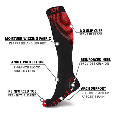 Athletic Compression Socks For Men & Women Knee High - For Athletics, Pregnancy And Travel - 6 Pair