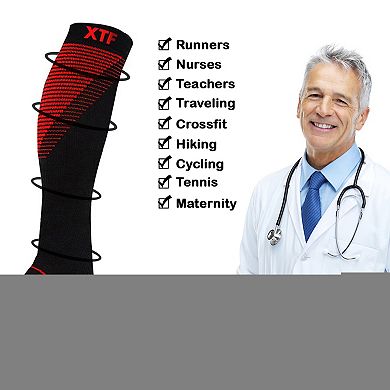 Athletic Compression Socks For Men & Women Knee High - For Athletics, Pregnancy And Travel - 6 Pair