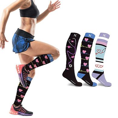 Compression Socks - Knee High Socks For Improved Circulation & Support For Men And Women - 3 Pair