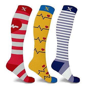 Compression Socks - Knee High For Running, Athletics, Travel - 3 Pair