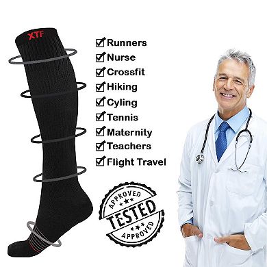 Compression Socks - Knee High For Running, Athletics, Travel - 3 Pair