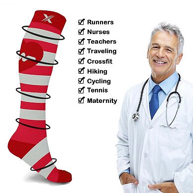 Compression Socks - Knee High For Running, Athletics, Travel - 3 Pair