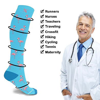 Compression Socks Knee High - Made For Running, Athletics And Pregnancy - 3 Pair