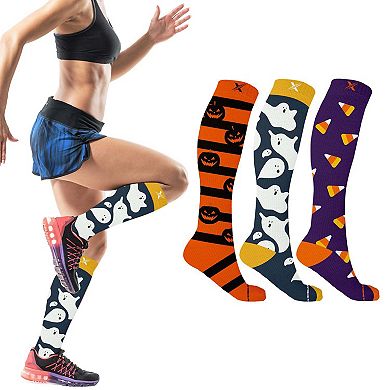 Holiday Compression Socks - Knee High Performance Socks For Running And Athletics - 3 Pair