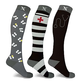 Knee High Compression Socks For Men And Women - Made For Nurses, Doctors, Travel, Pregnancy - 3 Pair