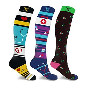 Knee High Compression Socks For Men And Women - Made For Nurses, Doctors, Travel, Pregnancy - 3 Pair