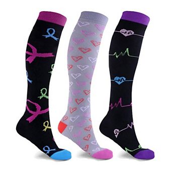Compression Socks For Women - Pro Support For Nurses Travel Pregnancy Foot Aches Running - 3 Pair