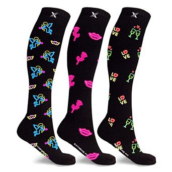 Neon Everyday Wear Knee High Compression Socks - 3 Pair