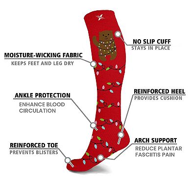Holiday Compression Socks - Knee High Performance Socks For Running And Athletics - 3 Pair