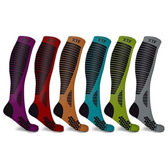 Copper Compression Socks - Knee High For Running, Athtletics, Travel - 6 Pair