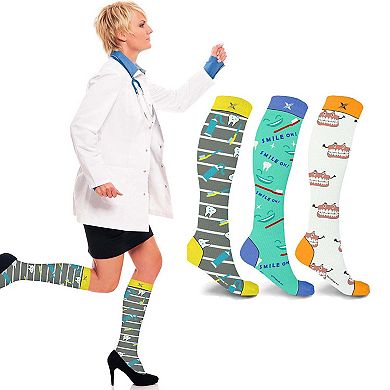 Compression Socks Knee High - Made For Running, Athletics And Pregnancy - 3 Pair