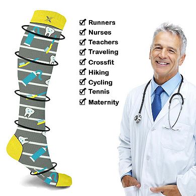 Compression Socks Knee High - Made For Running, Athletics And Pregnancy - 3 Pair