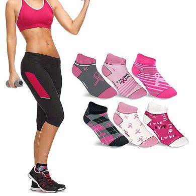 Cancer Awareness Compression Socks - Ankle Socks For Running - 6 Pair