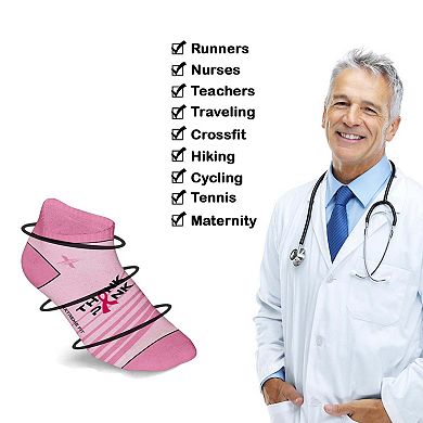 Cancer Awareness Compression Socks - Ankle Socks For Running - 6 Pair