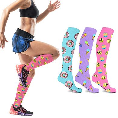 Compression Socks - Knee High Socks For Improved Circulation & Support For Men And Women - 3 Pair