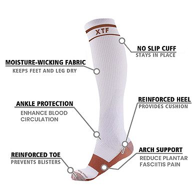 Copper Compression Socks - Knee High For Running, Athtletics, Travel - 6 Pair