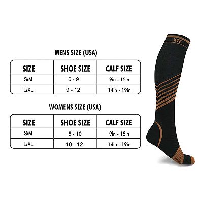 Copper Compression Socks - Knee High For Running, Athtletics, Travel - 6 Pair