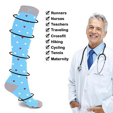 Compression Socks Knee High - Made For Running, Athletics And Pregnancy - 3 Pair