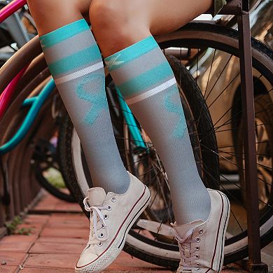 Cancer Awareness Compression Socks - Knee High Socks For Running - 3 Pair