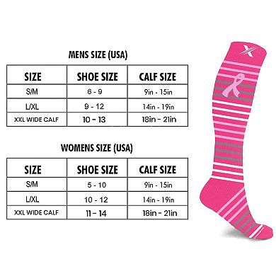 Cancer Awareness Compression Socks - Knee High Socks For Running - 3 Pair