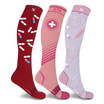 Compression Socks Knee High - Made For Running, Athletics And Pregnancy - 3 Pair