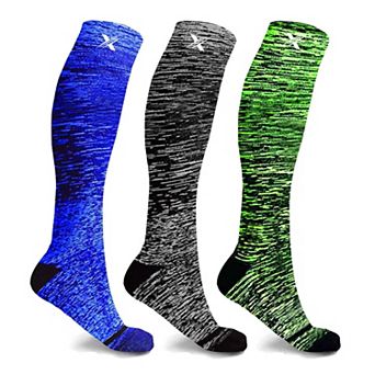 Knee High Performance Compression Socks For Running, Athletics, Travel, And Pregnancy - 3 Pair