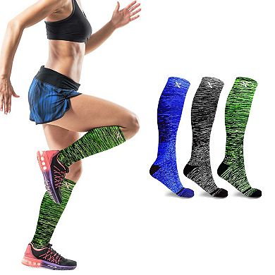 Knee High Performance Compression Socks For Running, Athletics, Travel, And Pregnancy - 3 Pair