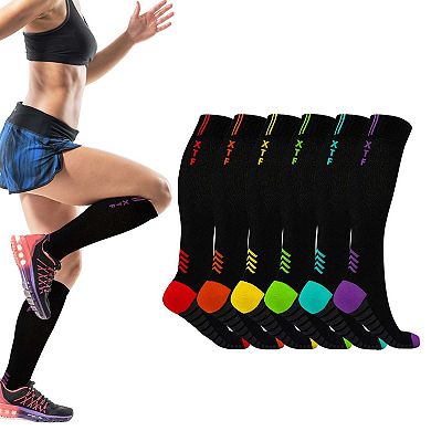 Compression Socks High Energy For Men And Women Knee High - 6 Pair