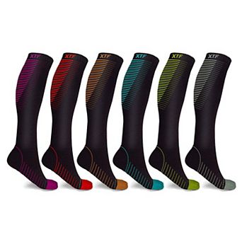 Copper Compression Socks - Knee High For Running, Athtletics, Travel - 6 Pair