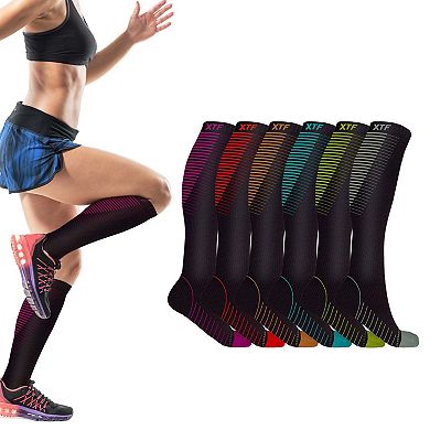 Copper Compression Socks - Knee High For Running, Athtletics, Travel - 6 Pair
