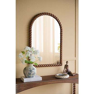 24x35.8" Arched Wall Mirror for Living Room, Bathroom, Brown