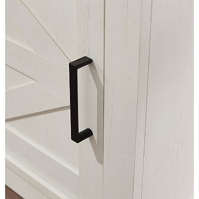 Farmhouse Nightstand with Barn Door for Bedroom, Office, White
