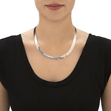 PalmBeach Jewelry Flexible Herringbone Chain Necklace .925 Sterling Silver 18" Length