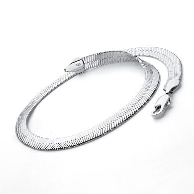 PalmBeach Jewelry Flexible Herringbone Chain Necklace .925 Sterling Silver 18" Length