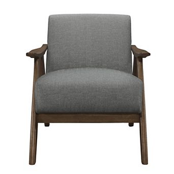 Modern Home Fabric Upholstered 1 pc Accent Chair Walnut Finish Wood Cushion Back and Seat