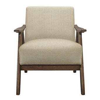 Modern Home Fabric Upholstered 1 pc Accent Chair Walnut Finish Wood Cushion Back and Seat