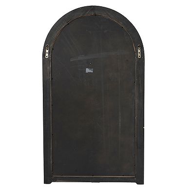Arch Wood Wall Mirror, Distressed White and Brown, 27.5 x 48 Inch