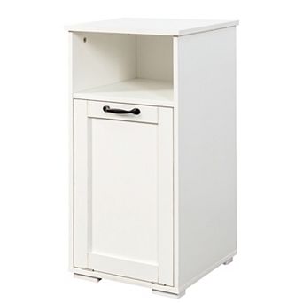 Laundry Cabinet with 1 Removable Liner Bag, White Particle Board & MDF, 15.74"L x 15.74"W x 29.53"H