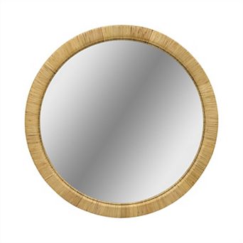 Boho 36" Natural Rattan Round Wall Mirror