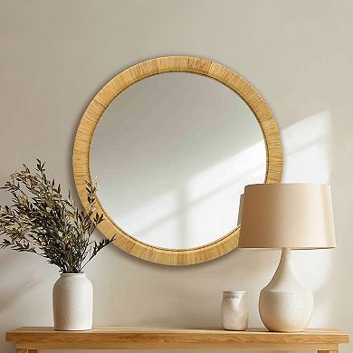 Boho 36" Natural Rattan Round Wall Mirror