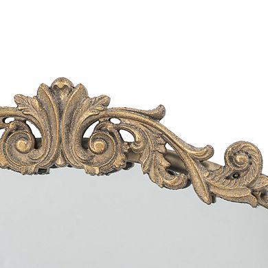 30" x 32" Round Gold Wall Mirror with Metal Frame, Antique Gold