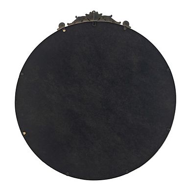 30" x 32" Round Gold Wall Mirror with Metal Frame, Antique Gold
