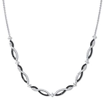 PalmBeach Jewelry Round Cubic Zirconia and Black Spinel Sterling Silver Necklace 18-inch