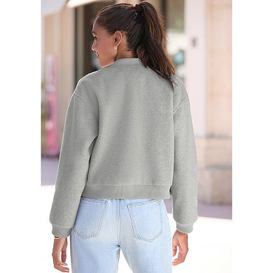 Lascana Women's Fleece Bomber Jacket