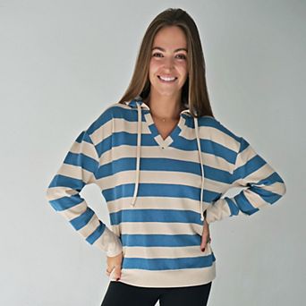 Hadley Teal Stripe Hoodie