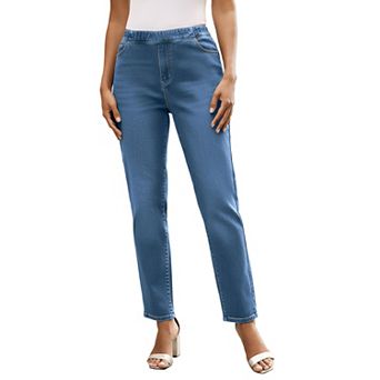 Roaman's Women's Plus Size Straight Leg Knit Jean
