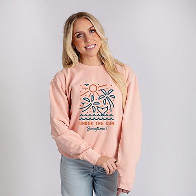 Under The Sun Everytime Palm Trees - Women's Lightweight Garment Dyed Sweatshirt