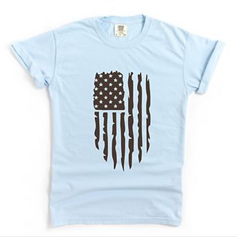 American Flag Distressed - Women's Garment Dyed Graphic T-Shirt