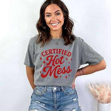 Certified Hot Mess Stars Distressed - Women's Garment Dyed Graphic T-Shirt