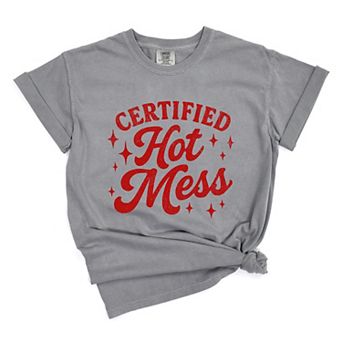 Certified Hot Mess Stars Distressed - Women's Garment Dyed Graphic T-Shirt